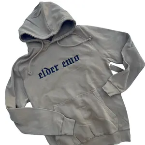 Vintage Washed Hoodie - Elder Emo Embroidered, Unisex, Gift for Dad, Monster Sweatshirt, Goth, Zombie, Halloween, Scary, Rock, Punk, Metal