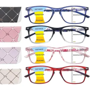 4 count Progressive Multifocus Reading Glasses Men and Women Computer Blue Light Blocking Anti Eyestrain Readers (4 Mix Color, 2.5, Diopters)
