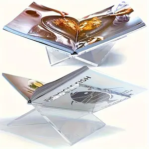 Clear Standard Acrylic Book Display Stand - Bookshelf for Cookbooks, Art Books & Guest Books, Perfect for Coffee Table & Reading Nooks, Office Desk Accessories