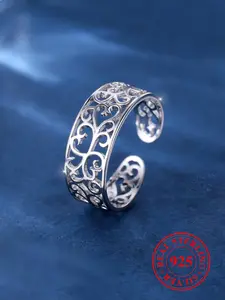 925 Sterling Silver Vintage Hollow Out Cuff Toe Ring, Fashionable Women's Silver Toe Ring Body Jewelry for Party, Daily Decor, Trendy Exquisite Fine Jewelry for Birthday Gift
