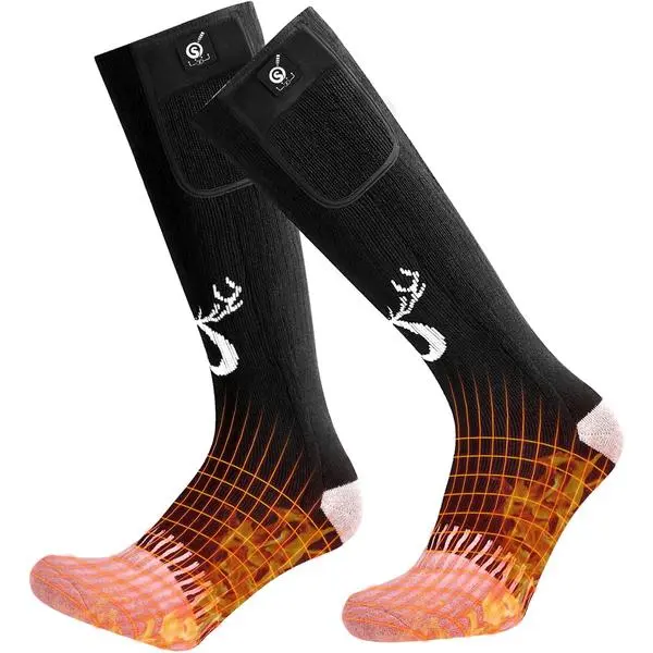 SNOW DEER Upgraded Rechargeable Electric Heated Socks,7.4V 2200mAh Battery Powered Cold Weather Heat Socks for Men Women,Outdoor Riding Camping Hiking Motorcycle Skiing Warm Winter Socks