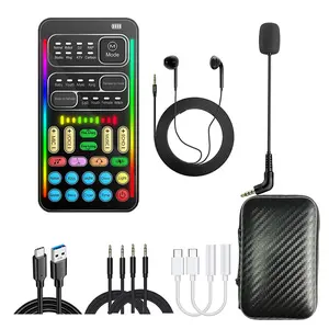 i9 Real-Time Voice Changer with Sound Card – 8 Voice Effects, Full Accessories Included (Mini Mic, Monitor Earphone, Adapters), Plug & Play, Compatible with PC, PS5, Xbox, Switch, Android & iOS #SummerVibes