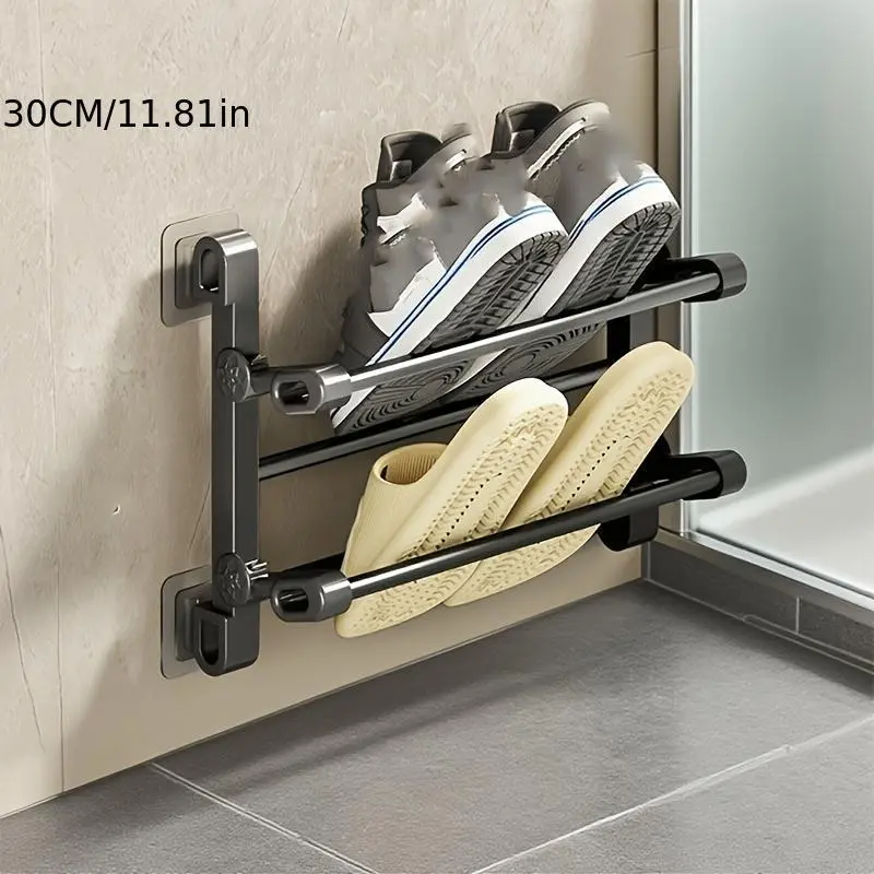 Slipper Rack, Wall Mounted Shoes Rack Slipper Hanger for Bathroom Kitchen Slippers Rack Hanging Shoe Organizers Door Shoe Hangers Door Hanging Shoe Rack Shoe Storage Rack Small Shoe Rack Pack of 1, Home Decoration, Convenient Storage