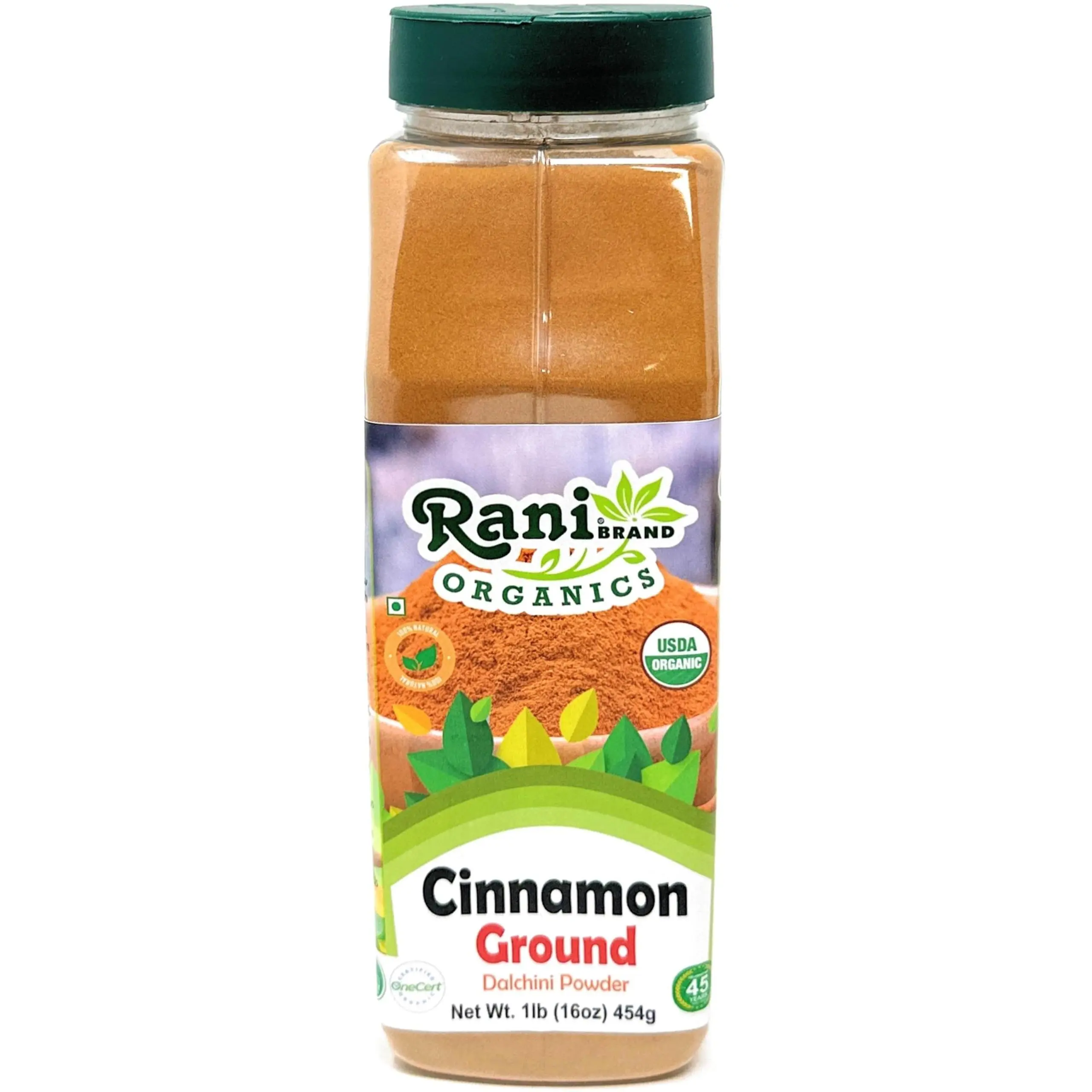 Rani Organic Cinnamon Powder (Ground) Spice 16oz (1lb) 454g PET Jar ~ All Natural | Salt-Free | Vegan | No Colors | Gluten Friendly | NON-GMO | Kosher | USDA Certified Organic