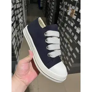 Ricks Outdoor Shoes Men Jumbo Laces Canvas Shoes Low Top Men's Sneakers Lace-up Black Solid Owens High-top Shoes for Women