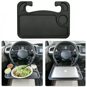 2-in-1 Car Steering Wheel Desk - Multifunctional Portable Dining & Laptop Tray, Sturdy PPS Plastic Car Table for Commuters, Remote Workers, and In-Car Use