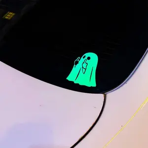 Ghost PVC Sticker – Middle Finger Reflective Car & Motorcycle Decal, 2/4 PCS for Windows & Paint