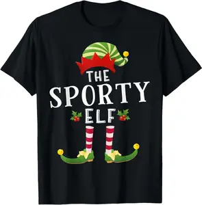 The Sporty Elf Christmas Matching Pajama T-Shirt