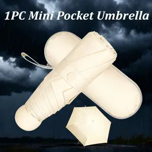 Small Folding Umbrella, Mini Pocket Waterproof Portable Travel Umbrella，Sun Umbrella Female Sunscreen UV Protection Sun And Rain Umbrella Two-in-one Mini Five-fold Ultra-light And Compact Portable，Mini Travel Umbrella, Small And Compact Portable Umbrella