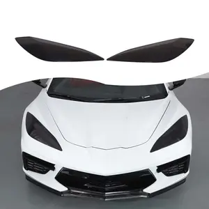 2-Piece ABS Transparent Gray Car Headlight Covers for 2020+ Corvette C8