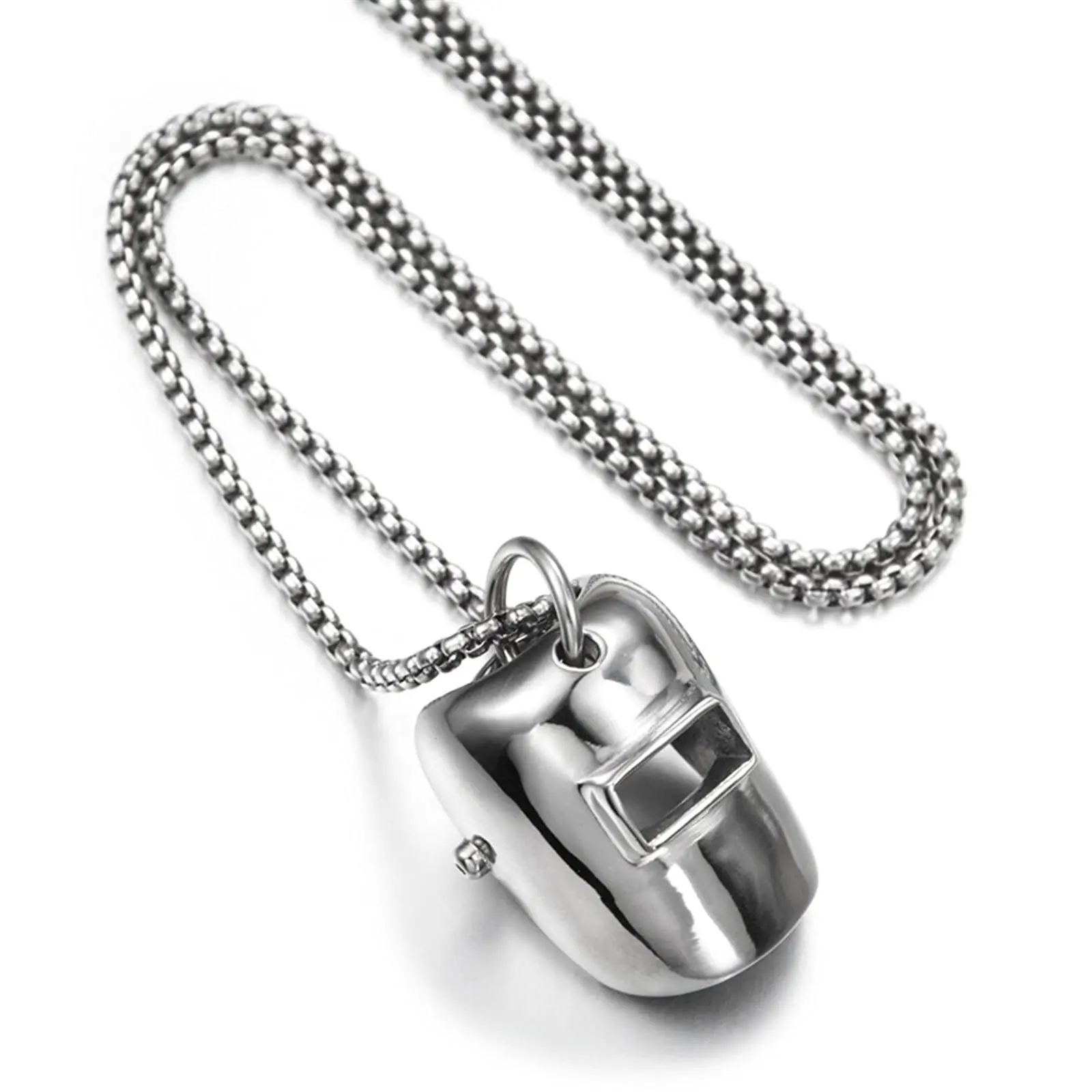 Weld Mask Necklace in Gold Stainless Steel, Elegant Hiphop Style Costume Jewelry for Cosplay, 3.5*2.5cm on 60 cm (24in) Chain, Modern Fashion Accessories, Unisex, Birthday, Evening, Long, Party, Pendant, Sleek And Polished Pendant, Glossy