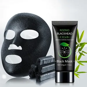 Rozino Bamboo Charcoal Blackhead Remover Facial Mask 60g, Deep Cleansing, Absorbs Blackheads, Pore Constriction, Suitable for All Skin Types, Travel Essential