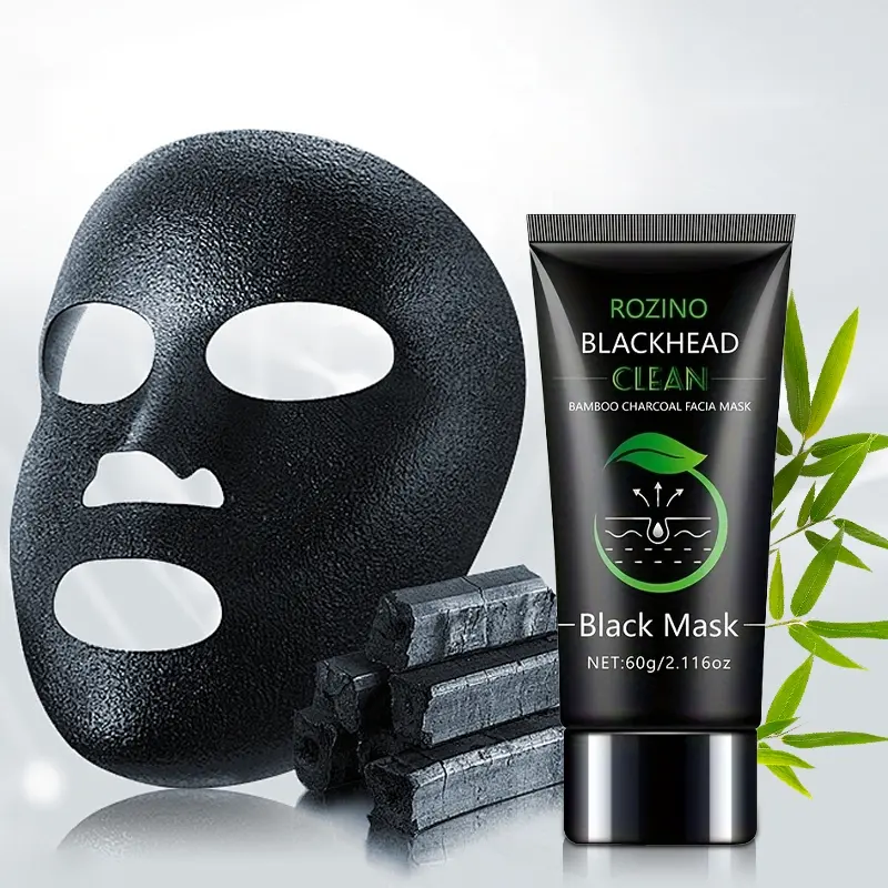 Rozino Bamboo Charcoal Blackhead Remover Facial Mask 60g, Blackhead Removal Mask, Deep Cleansing, Absorbs Blackheads, Pore Constriction, Suitable for All Skin Types, Travel Essential