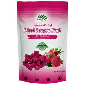 Freeze-Dried Diced Dragon Fruit Snack - 2 Oz - Healthy 1 Ingredient Superfood - No Added Sugars or Preservatives - Non-GMO, Vegan, Gluten-Free