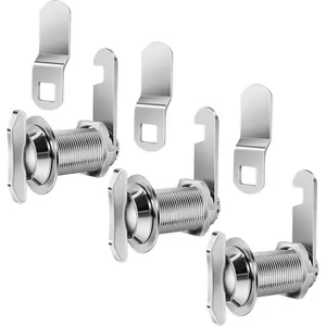 Thumb Operated Offset Cam Lock, 1-1/8” Cylinder Fits on 7/8” Max Door Thickness, Non-Locking Replacement Lock for RV Compartment Camper Storage, Cabinets,Drawers (1-1/8 Inch 3Pack)
