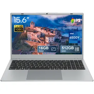 15.6" Thin Laptop with Intel Pentium Gold 6500Y up to 3.4GHz, 16GB RAM 512GB SSD IPS Full Screen, Webcam Switch Type-C PD Fast Charging Lightweight Home & Student Computer Silver