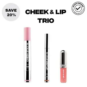 sacheu Cheek & Lip STAY-N Trio | Blush, Lip Liner & Gloss Trio | All-Day Dewy Lip & Cheek Set