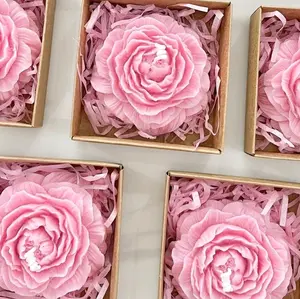 Peony flowers and candles favor customized products Birthday Gift Lavender scent menu available White Rose Petal Soy Wax Candles in Bulk - Scented Wedding Favor, Bridal Shower Baby Shower Birthday Gift - Dried Flower, Wax Stamp (30 Pieces)