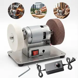 100W Small Grinder 7-Speed 3000-6000RPM Electric Benchtop Sander with 2 Grinding Wheels for Metal Sharpening DIY