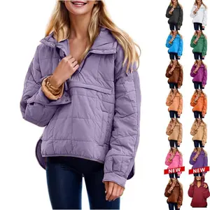 UANEO Women's Oversized Puffer Jacket Quilted Dolman Hoodies Pullover Long Sleeve Lightweight Warm Tops with Big Chest Pocket Casual Fall Winter Outerwear #TikTokShop