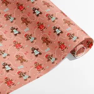 Gingerbread Christmas Wrapping Paper Eco-Friendly Durable Thick Paper for Festive Gifts with Adorable Characters and Festive Patterns Perfect for All Holiday Season - Premium