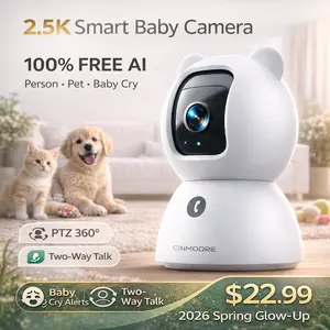 2.5K Pet Camera Indoor with FREE AI Detection, No Subscription Security Camera, 2.4G WiFi Smart Home Camera with Motion Detection, Night Vision, Two Way Audio, Dog Cat Baby Monitor for Home Security, Works with Mobile App – CINMOORE Garage Magnetic