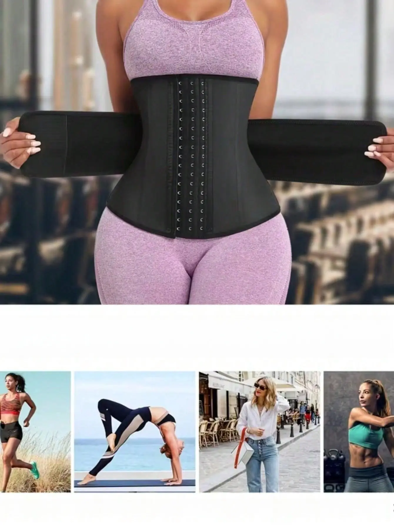 Women's Shaper Waist Trainer, Solid Black Tummy Control Body Shaper with 3-Hook Closure for Slimming & Posture Support