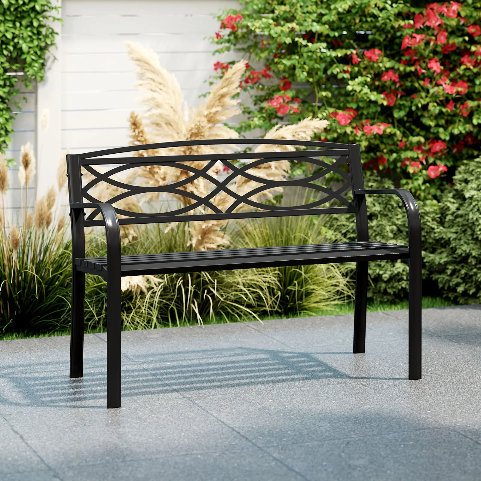 COSTWAY - 18-Inch Outdoor Wood Bar Stools Set of 2 with Round Seat and Footrest