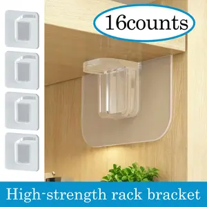 16 Counts Shelf Support Pegs, Self-Adhesive Bracket without Punch for Bookcase Shelves