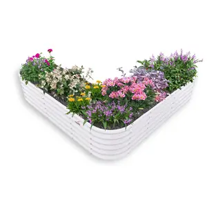 【20-Year Lifespan】A ANLEOLIFE Heart-Shaped Metal Raised Garden Bed, 81x81x18in Large Galvanized Planter Box for Vegetables Flowers Herbs, Heavy Duty Corrugated Steel Garden Bed Kit, Open Bottom, Anti-Rust, Quartz Grey
