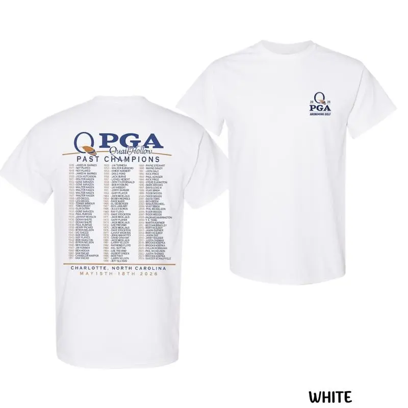 PGA Championship 2026 T-shirt, Quail Hollow Past Champions Design, Classic Fit, Perfect for Golf Fans and Major Collectors, Gift For Dad, Gift For Golf Lover, Menswear Top