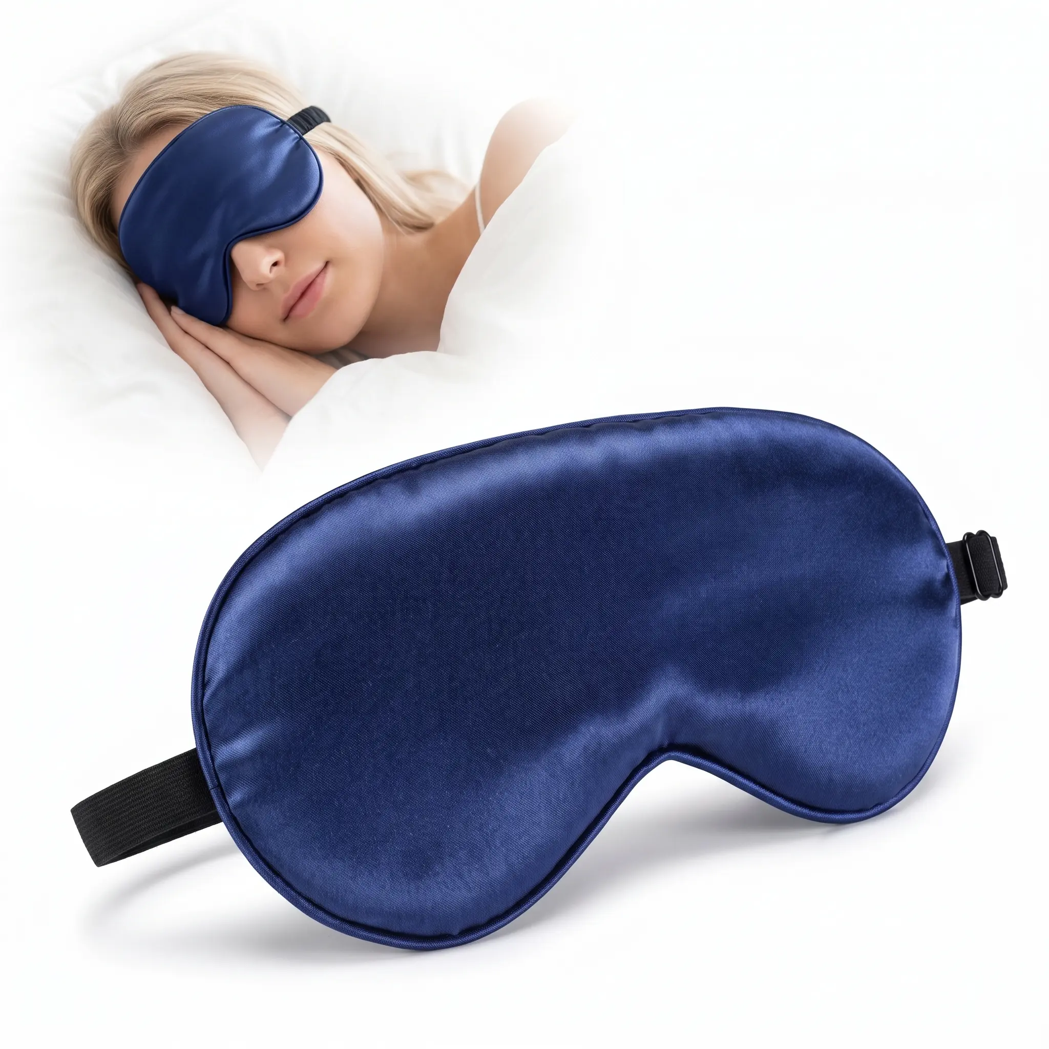 Real Mulberry Silk Sleep Mask - Smooth Blackout Silk Eye Mask with Adjustable Strap, Reduces Puffiness, Ideal for Sleep, Travel, Blackout Sleep Mask