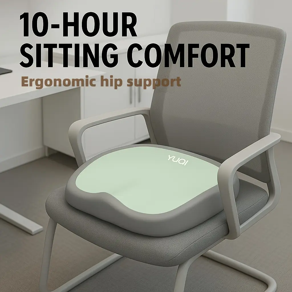 Ergonomic Memory Foam Seat Cushion, 10-Hour Sitting Comfort Hip & Tailbone Support Pillow, Non-Slip Orthopedic Chair Pad for Sciatica Pain Relief, Office Desk Car Home Seat Cushion, Comfort Gift for Office Workers,Best friend birthday gift