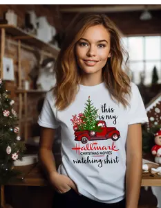 Hallmark This is My Hallmark Christmas Movie Watching Shirt Unisex Casual Relaxed Fit T-Shirt in White with Graphic Design