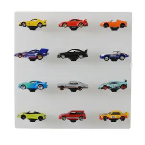 1:64 Diecast Display – White Acrylic Wall Mount for 12 Diecast Cars