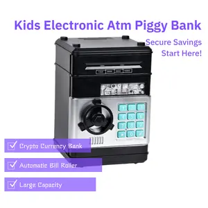 piggy Bank Cash Coin Can ATM Bank Electronic Coin Money Bank Toy for Kids Age 3-12, Money Savings Box Mini ATM Coin Bank Toys Gifts for 3 4 5 6 7 8 9 10 11 12 Year Old Boys Girls