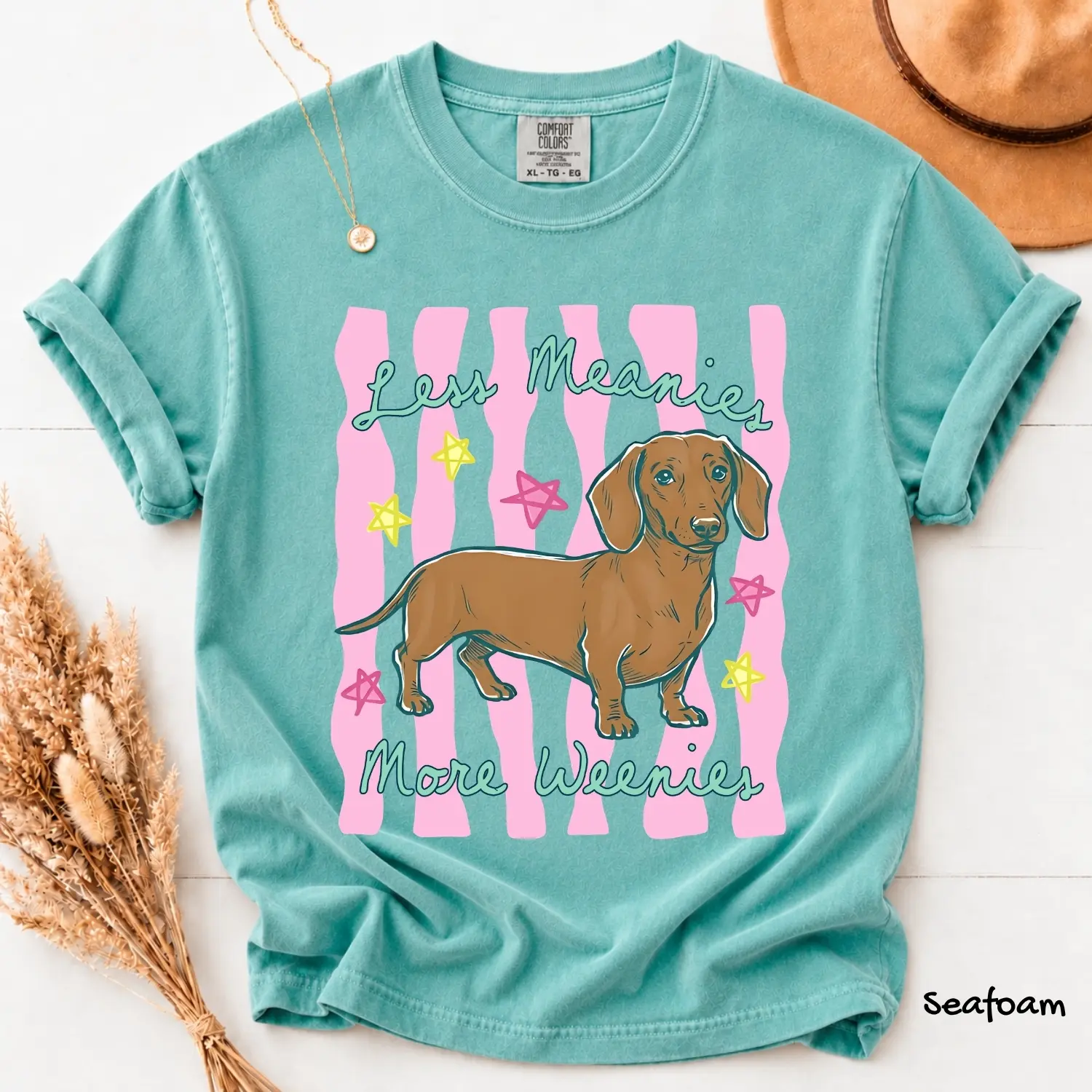 Comfort Colors Less Meanies More Weenies T-Shirt, Kindness Striped Shirt, Funny Dog Mom Shirt, Everyday Women Positivity Shirt Gift for Her, Cotton Fabric