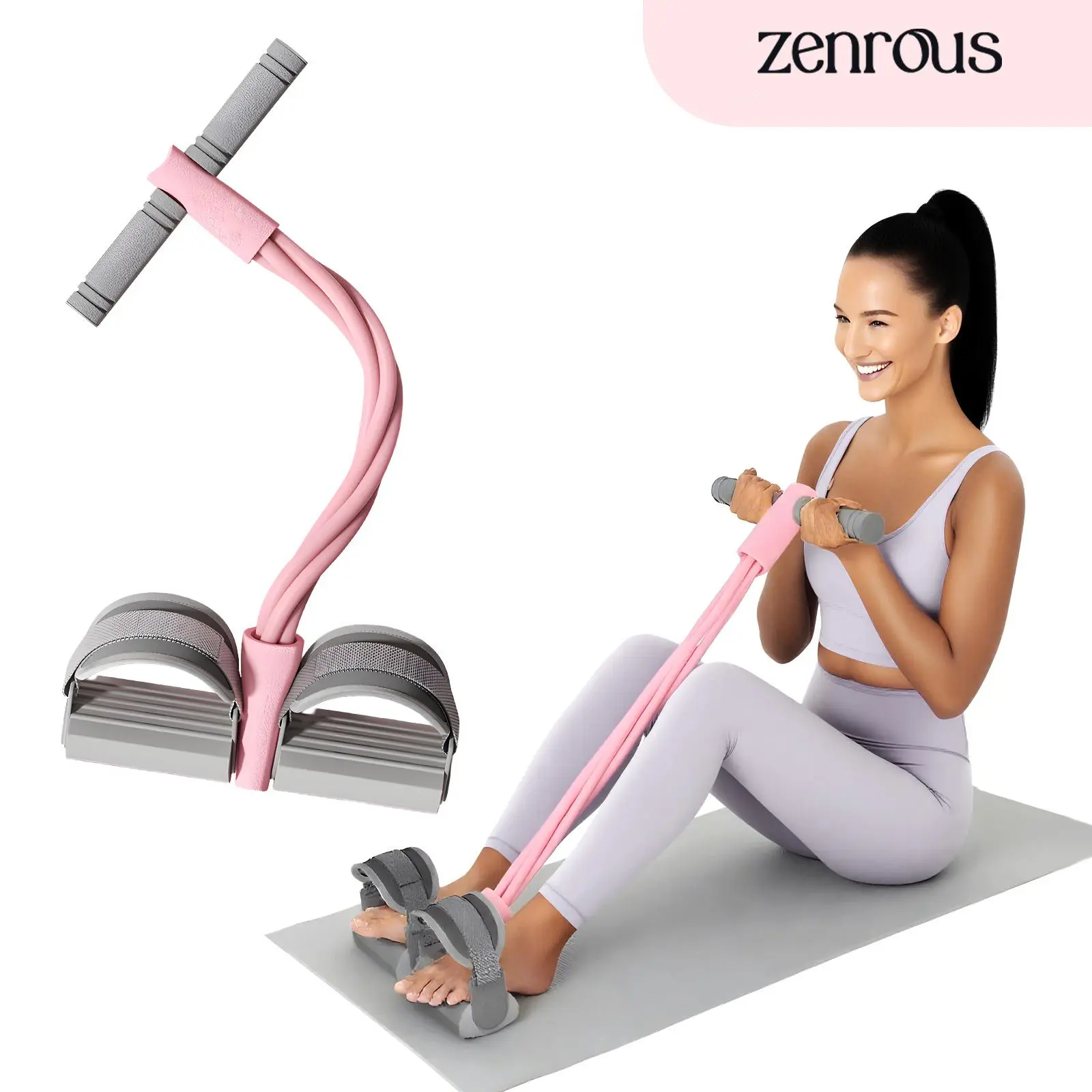ZENROUS 2.0 Sit-up Resistance Machine with Adjustable Elasticity Band - Pedal Resistance Band, Home Gym Exercise Equipment, At Home Gym Gear for Full-body Strength Training, Sit-ups, Stretching