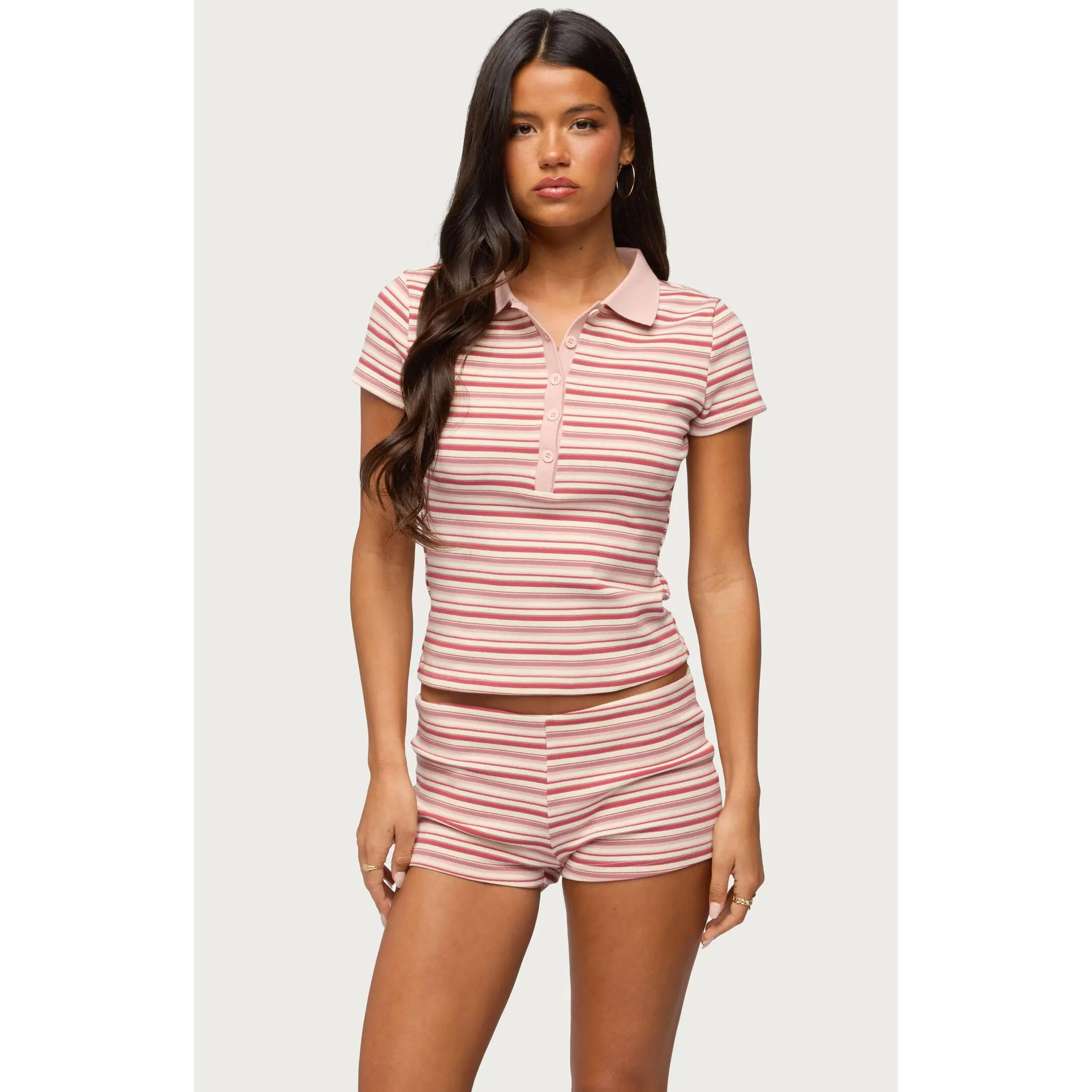Edikted Women's Noelia Striped Polo Top