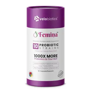 Velobiotics Femina Women Probiotic Capsules with Cranberry Extract 10 Strains 5 Billion CFU Prebiotic Inulin 200mg Vegan Gluten-Free 60 Capsules for Healthcare & Dietary Support