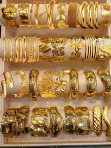 Stackable Metal Cuff Bracelets Set, Vintage Floral & Geometric Design, Perfect for Parties & Dates, Trendy Jewelry Accessories, Exquisite Bracelet