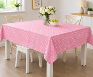 Simply Home Pink Waterproof Tablecloth 52x70 – Spill-Proof PEVA Dining Table Cover