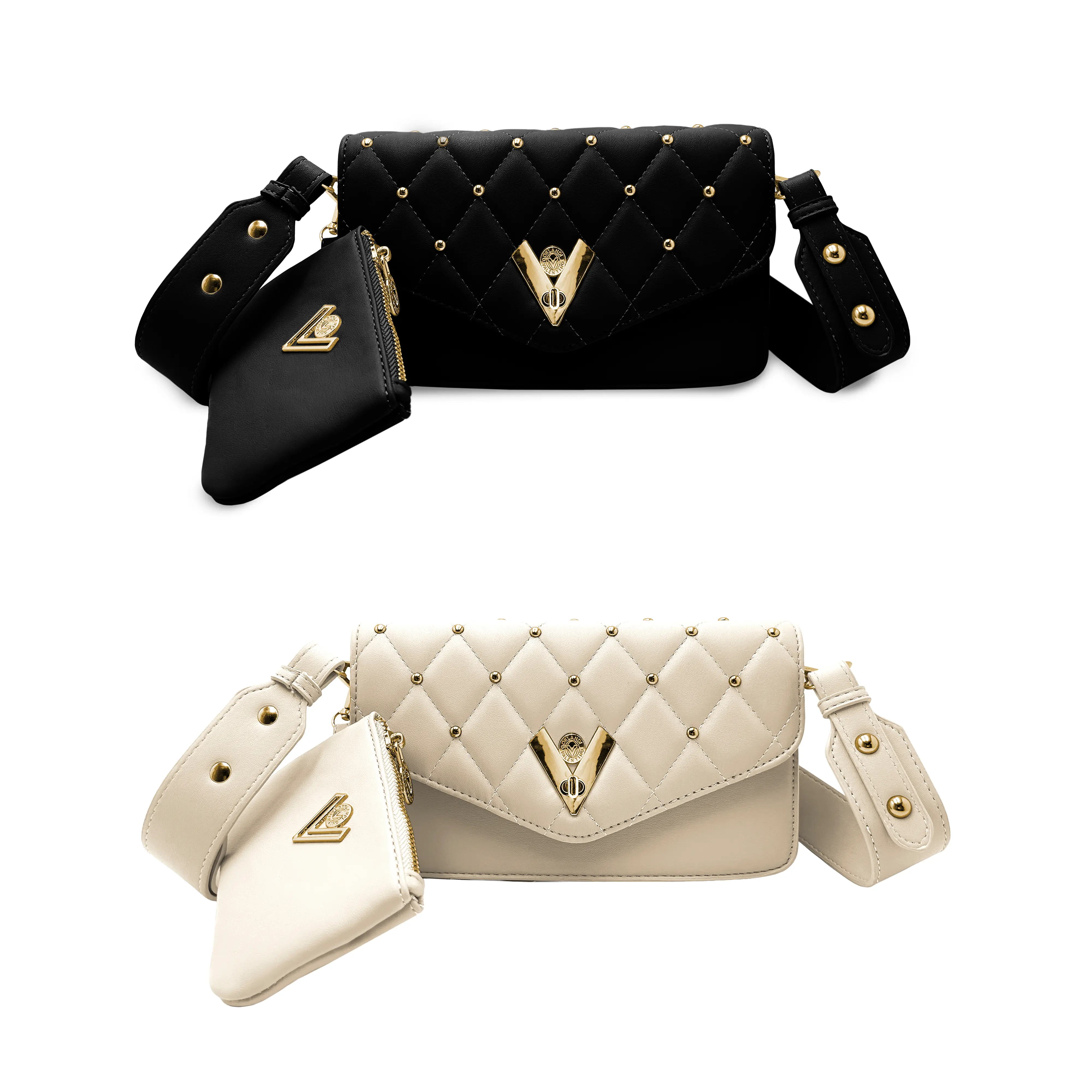 Valentino Orlandi Gold Metal Studded Crossbody
