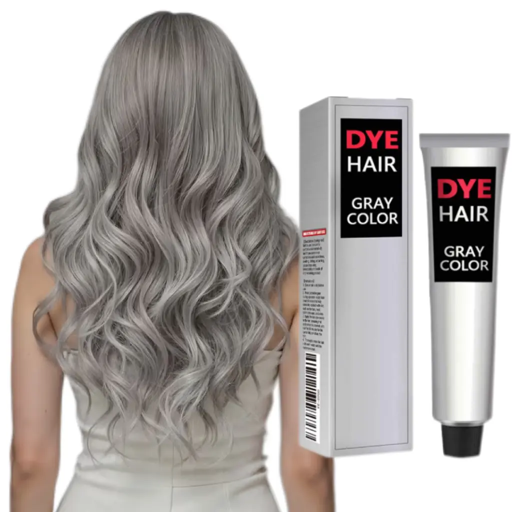 Natural Silver Gray Instant Permanent Hair Dye Cream, Unisex Long-lasting Mild Plant-based Coloring for All Hair Types, Hair Coloring