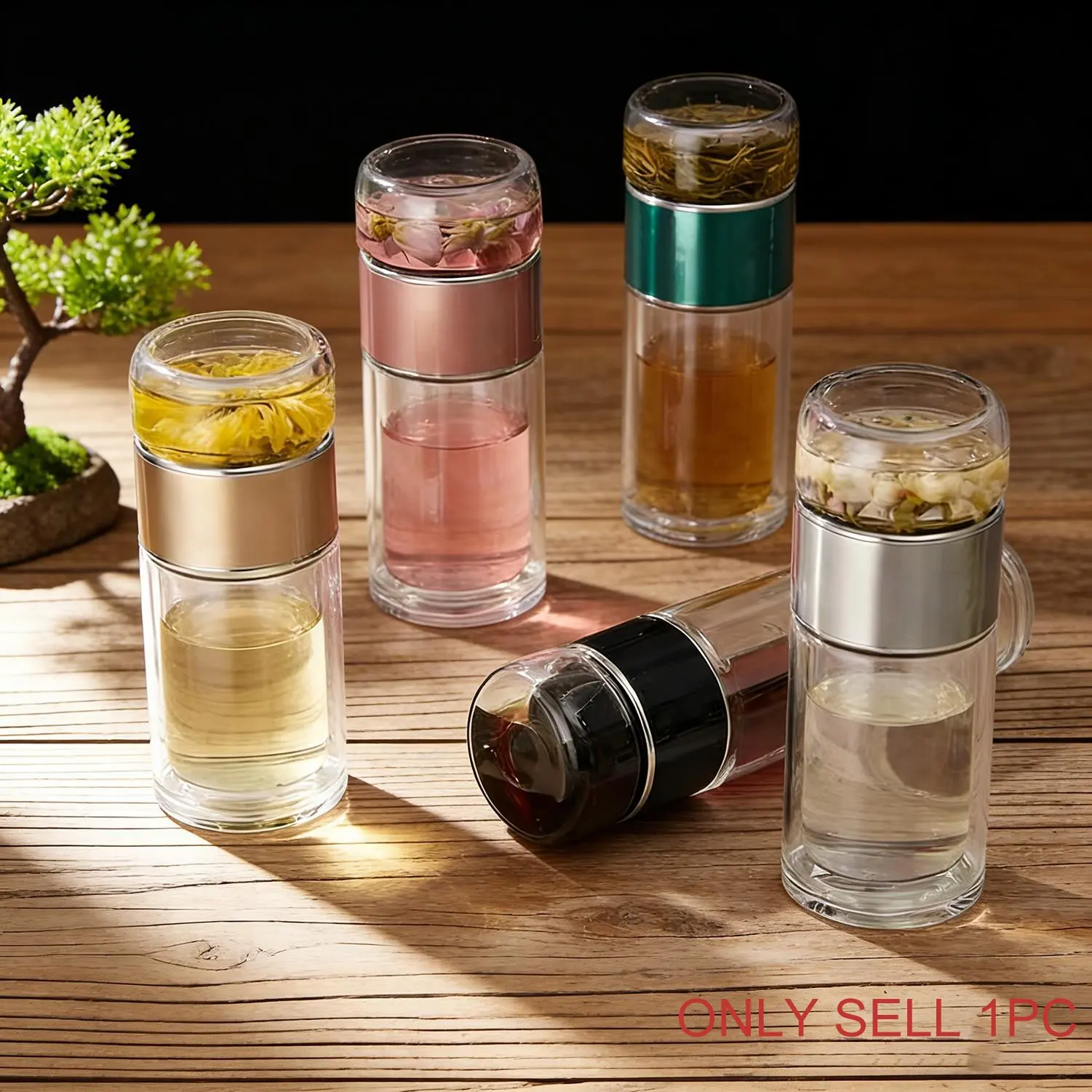 350ML Double Wall Glass Tea Infuser Bottle - Insulated with Tea Filter, Hot & Cold Drinks Thermos, Portable Drinkware, Versatile Usage, Ideal for Home Use & Gift for Dad/Mom