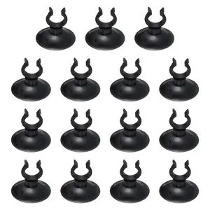 PETAXCELL Aquarium Suction Cups, Fish Tank Suction Cups Clips Airline Tube Holders Clamps (Plastic, 15pcs, Black) for 0.5" Fish Tank Airline Tubing Binding Moss Shrimp Nest, 13x30MM