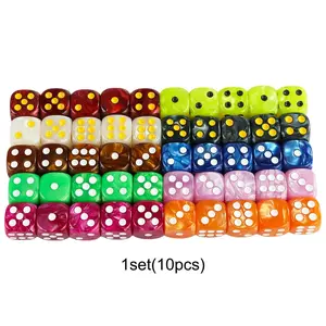 10 Piece Marble Acrylic D6 Dice Set, 16mm Multifunction Game Dice for Dungeons & Dragons, Rpg, Tabletop Games, Math Teaching Tools