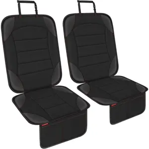 Car Seat Protector for Child Car Seat - Waterproof Non-Slip Leather Mat with 2 Mesh Pockets, Universal Seat Cover for Baby, Pets & Vehicles(2-Pack,Black)