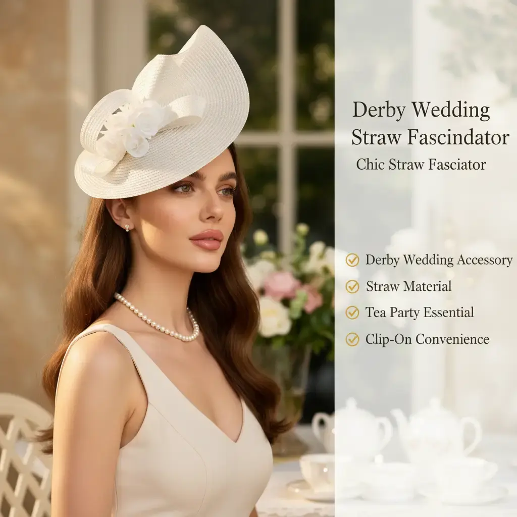 fascinator Hat for Women Derby Wedding Straw Fascinator Tea party bride Headband with clip Female women ladies.