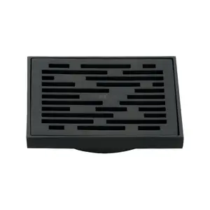 212 MAIN 4 in. Solid Brass Dome Square Grid Shower Drain - Traditional Matte Black Bathroom Fixture with Watercourse Transit, Bathroom Fixture Accessories, Drain Core, Cover, Floor Installation Compatibility